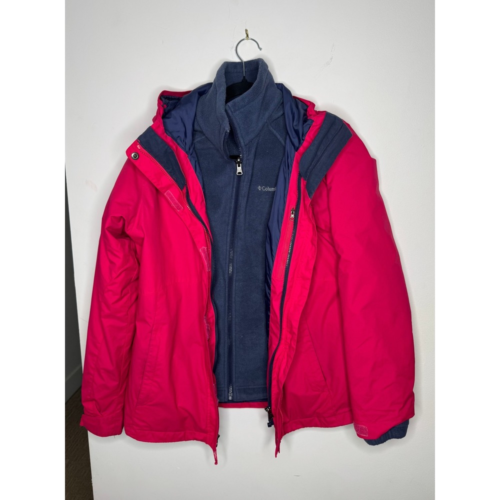 Columbia Womens Interchange 3-in-1 Jacket Pink Navy Blue Fleece Liner Medium